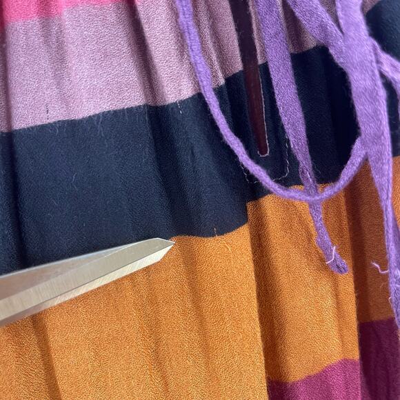 LOFT ANN TAYLOR Maxi Dress Size 8 Stripes Block Colorful Halter Tie Neck Casual - Picture 7 of 16